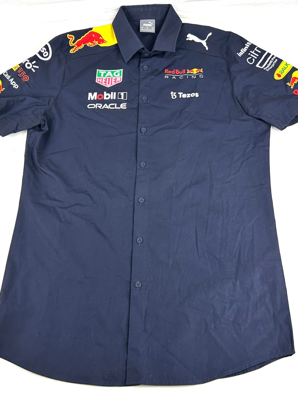 Puma Red Bull F1 Racing Mobil 1 Full Button Down Collared Shirt Men's Medium